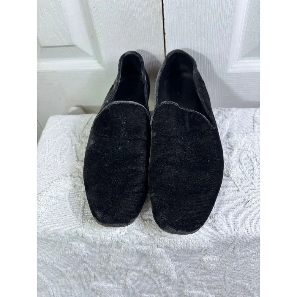 Vince Black Velvet Loafers Slip On Shoes Minimalist Comfort Casual 7